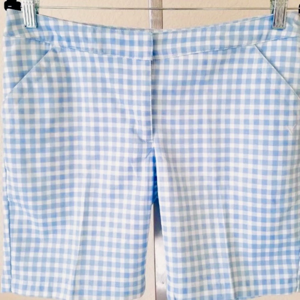 CALLAWAY Women’s Opti-Dri Bermuda Golf Shorts,  Blue and White Gingham.  Sz 6